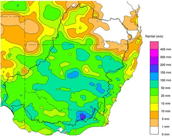 Rainfall totals from 9 to 15 November 2022.