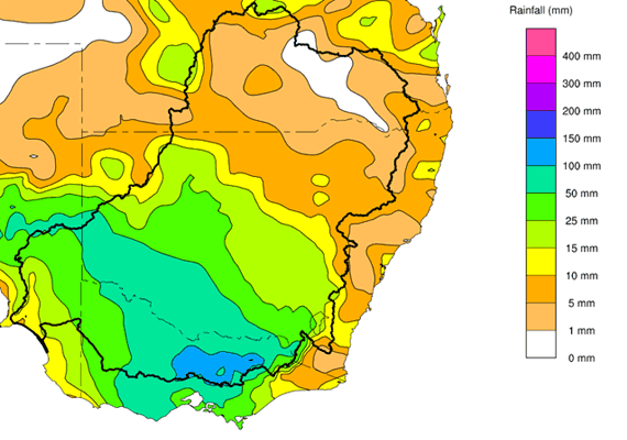 Rainfall totals for 11 to 17 October 2022. Source: Bureau of Meteorology.