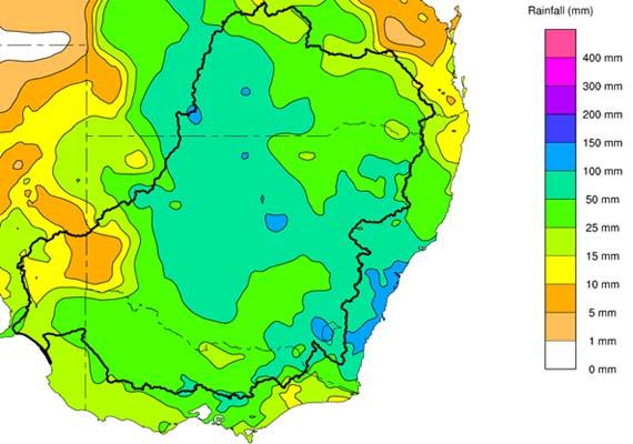 Basin rainfall totals from 4 to 10 October 2022. Source: Bureau of Meteorology