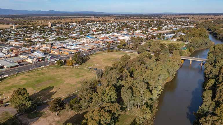 Aerial view of Narrabri, New South Wales