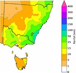 Total forecast rainfall for 7 days, 27 September to 3 October (guide only)